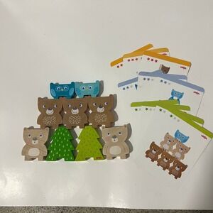 HABA Wooden Stacking Game Forest‎ Friends Bears Owls Trees with Challenge Cards